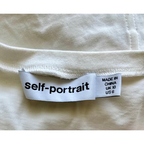 Self-Portrait Lace Applique Tee Shirt White Size 6 - Picture 5 of 7